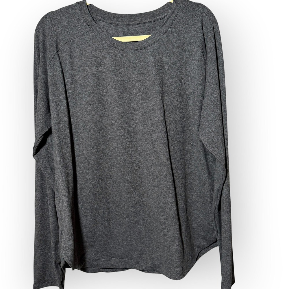 Members Mark Soft Heather Top XL Charcoal Gray Long Sleeve Recycled Polyester